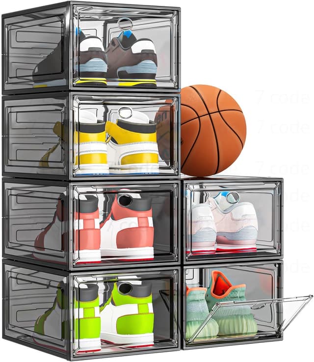 Detalle de 7 code Thicken & Sturdy Clear Shoe Storage Organizer 6-pack
