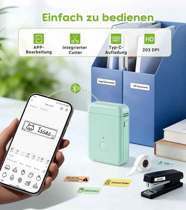 Detalle de ORGBRO X1 Etikettendrucker 2000 mAh