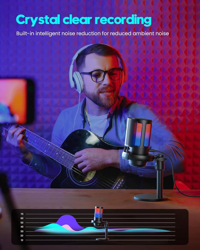 Thumbnail 6 de Gaming USB Microphone for PC, PS4/PS5 & Laptop — Condenser Mic with Quick Mute, Pop Filter & RGB