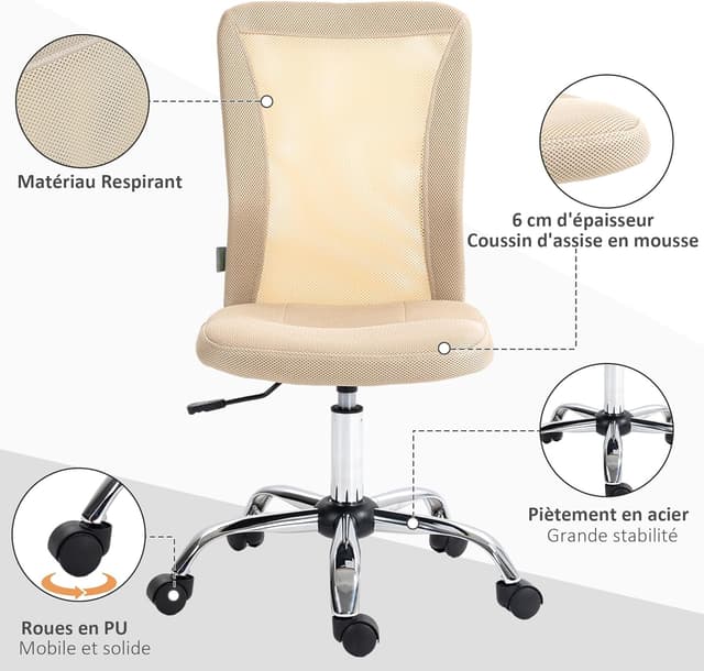 Detalle 2 de Vinsetto chaise de bureau 46 à 56 cm