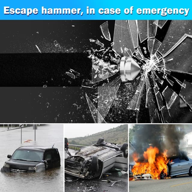 Detalle de MONOJOY Universal Steering Wheel Lock (Adjustable 6.6–12.8 in) with Safety Hammer, Heavy-Duty Anti-Theft for Car, Truck, SUV, Van