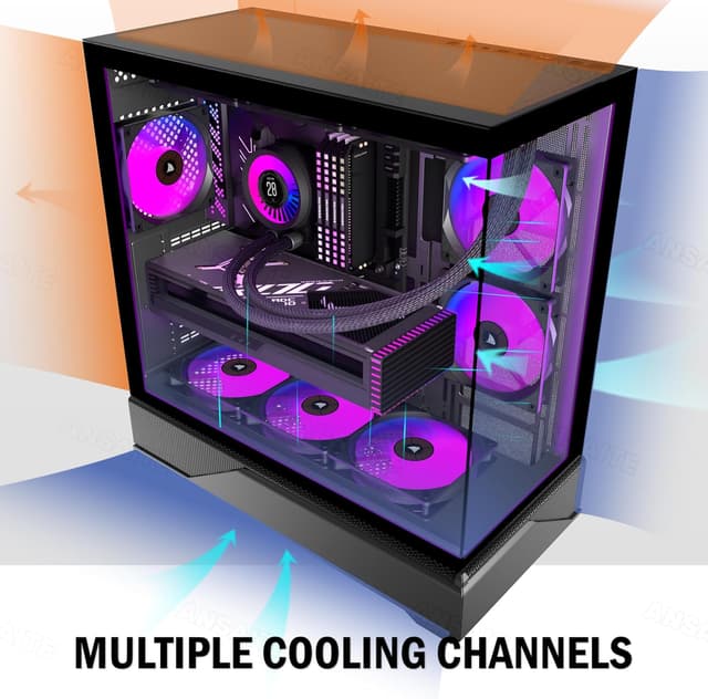 Thumbnail 2 de ANSAITE Boîtier ATX 6 Ventilateurs PWM ARGB