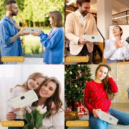 Thumbnail 6 de Larkumio joyero organizador grande para mujer y niña con doble capa (PU) y llave, blanco