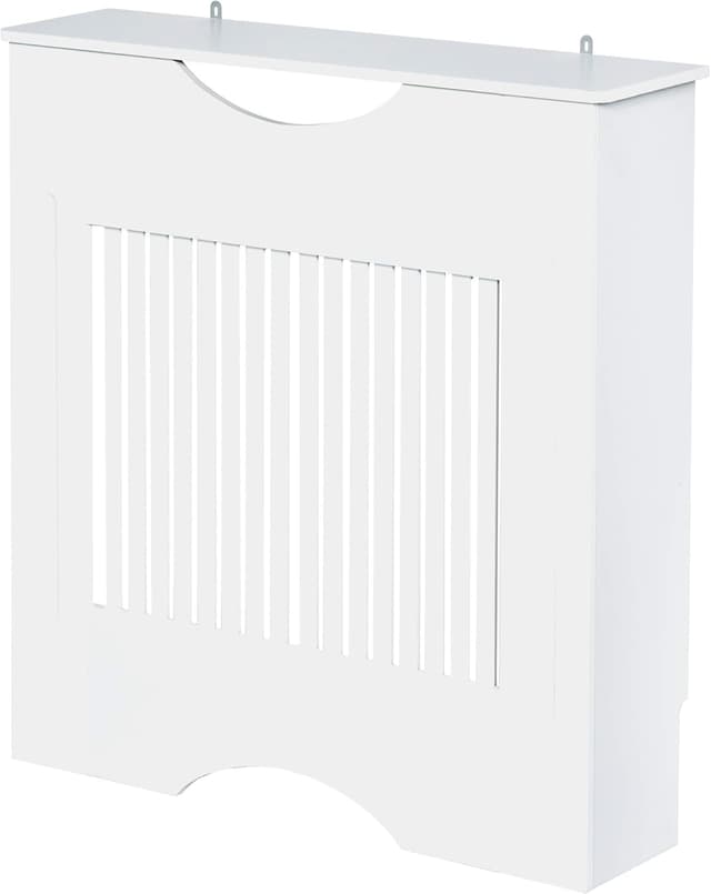 Detalle de HOMCOM Cache-radiateur à Lattes blanc 78x82 cm