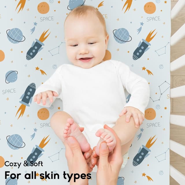 Detalle 1 de Yoofoss Cot Bed Sheets 95 x 65 cm fitted cot bed sheets (2-pack) – super soft and breathable