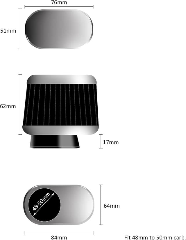 Detalle de Motorcycle pod air filter 48mm, 49mm, 50mm