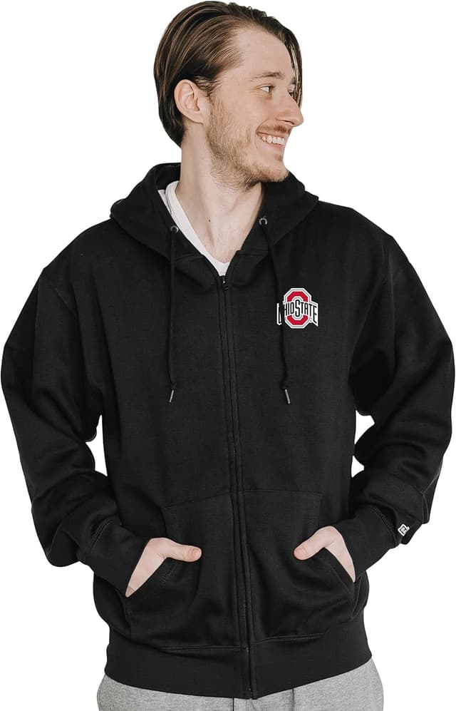 Detalle de Blue 84 NCAA Men’s Full Zip Hoodie Icon (Ohio State Buckeyes)