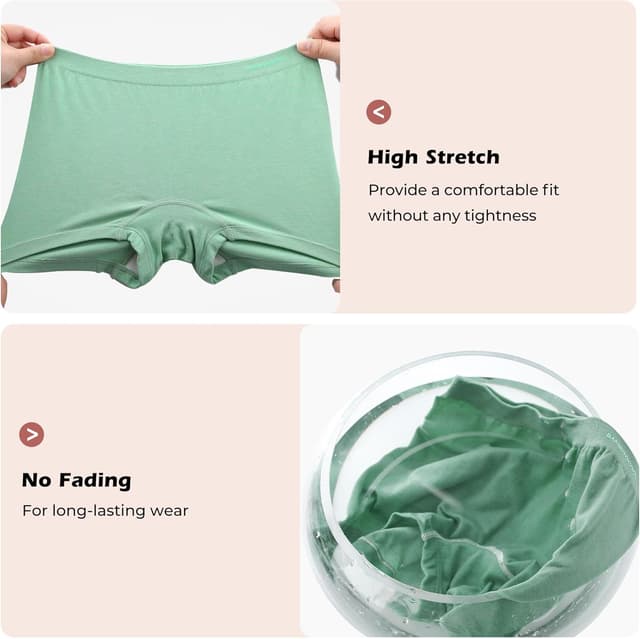 Detalle de BAMBOO COOL Womens Seamless Boyshorts Underwear (Mid Rise) – Breathable Stretch 5-Pack