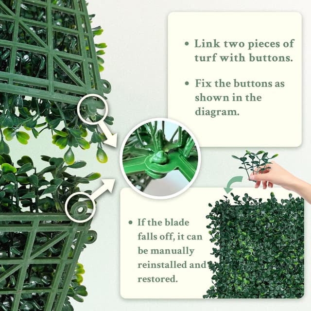 Detalle de ODTORY Artificial Boxwood Wall Panels (20x20 inch, 14 pcs) for Privacy & Greenery Screens