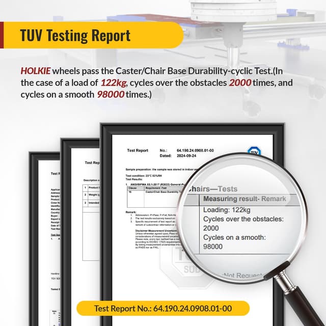 Detalle de HOLKIE Bürostuhl Rollen Set (5er) mit Doppelrädern, 11 mm Schaft, schwarz – leises Gleiten für harte Böden