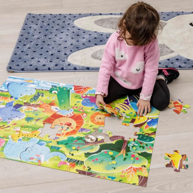Detalle de Baroni Toys Puzzle per Bambini Animal Rally da 72 pezzi (4+) 90x60 cm