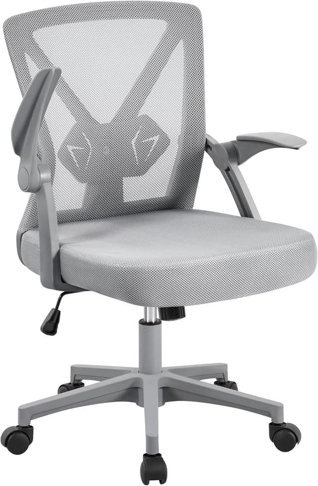 Detalle de Yaheetech sedia da ufficio ergonomica con braccioli reversibili e schienale in rete, supporto lombare regolabile, grigia