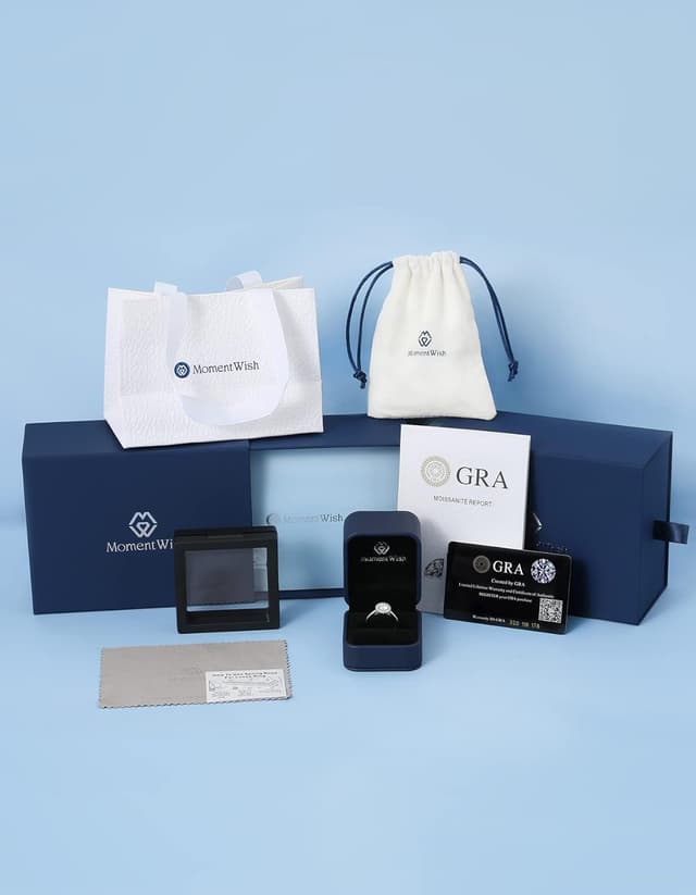 Thumbnail 6 de Momentwish Moissanite Drop Hoop Earrings (2 Carat) with Pendant Charm, 925 Sterling Silver Huggie Hoops