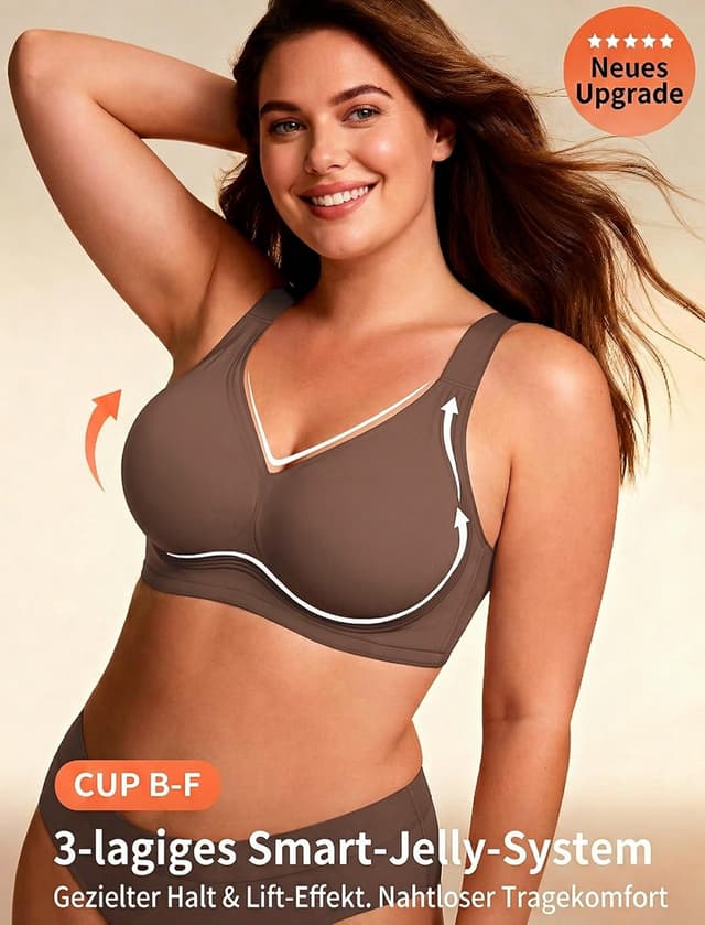 Detalle de Mivorica Jelly BH ohne Bügel – nahtloses Minimizer-/Entlastungs-Bustier für Schlaf & Alltag