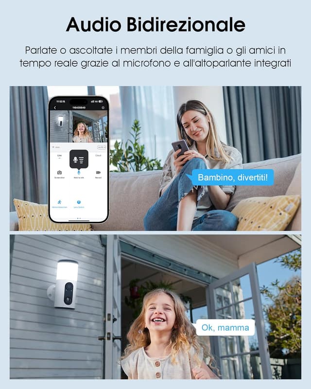 Detalle 2 de ANRAN 2K Telecamera Esterna da Parete con Solare, Luce Integrata e Wi‑Fi 2,4 GHz