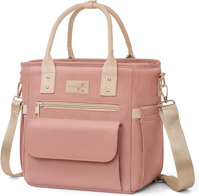 Detalle de Hihealer Deluxe Lunch Tasche für Damen mit seltenem Blumenmuster – große auslaufsichere isolierte Kühltasche mit Tragegurt