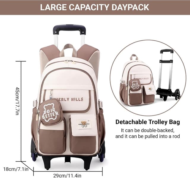 Detalle de IvyH sac à dos à roulettes enfant (cartable à 6 roues) pour primaire et collège