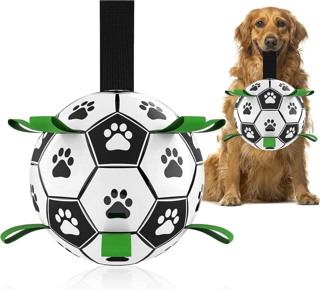Detalle de HETOO Interactive Dog Football Toys with Webbing – Durable Dog Water Balls (8 Inch)