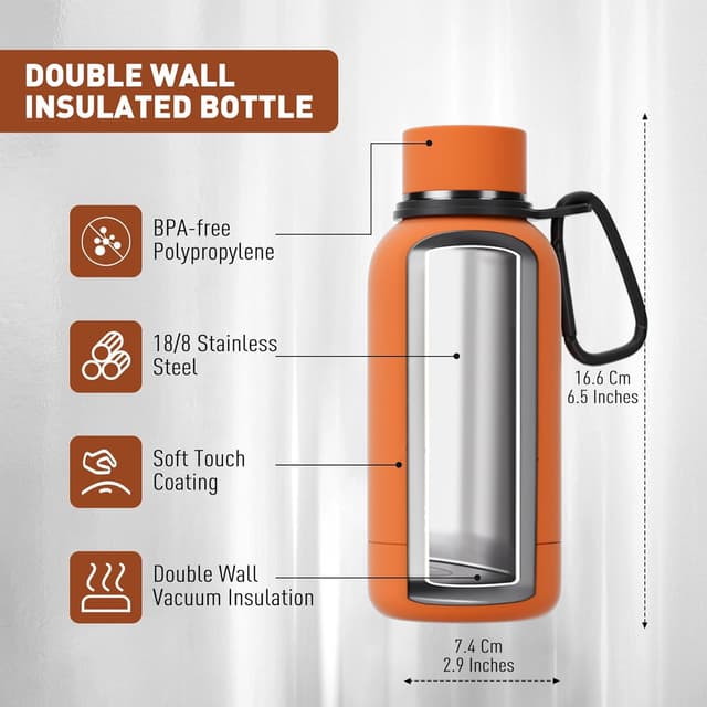Thumbnail 3 de Exllena Insulated Water Bottle 350ml with Clip