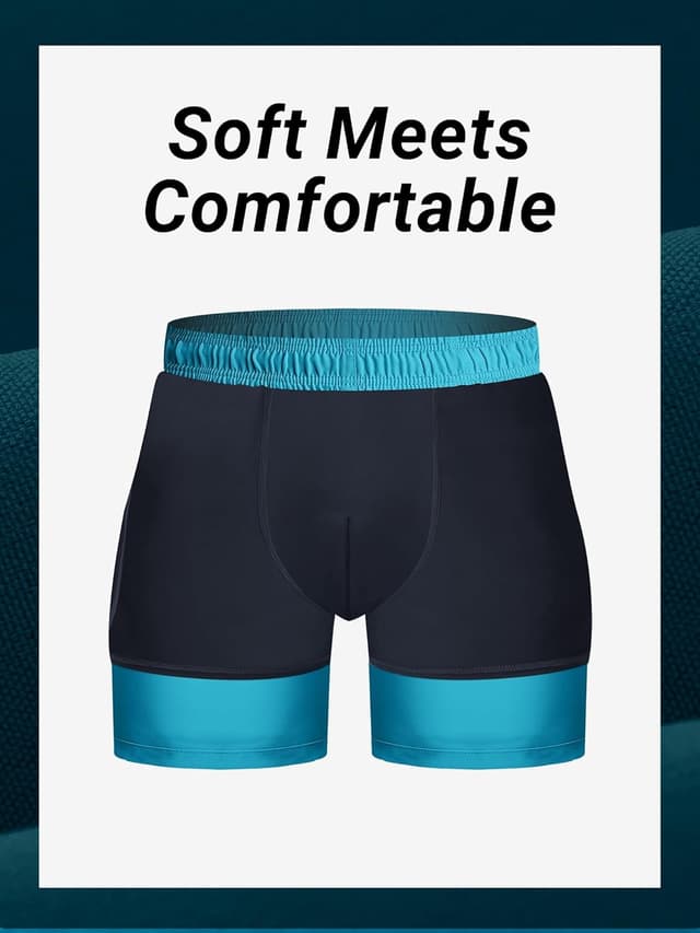 Detalle 2 de Arcweg Men’s Plus Size Long Swim Shorts with Compression Liner & Zipper Pocket (2XL–6XL)