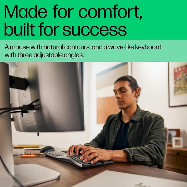 Detalle de HP 680 Comfort Dual-Mode Keyboard/Mouse Combo with Wave-Shape Keys, Quiet Clicks and 4D Tilt Wheel