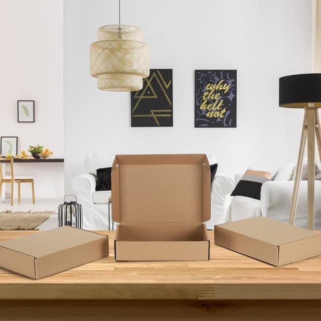 Detalle 2 de HORLIMER 20 Pack Shipping Boxes (23 x 15.5 x 5cm) – Brown Corrugated Cardboard Mailers