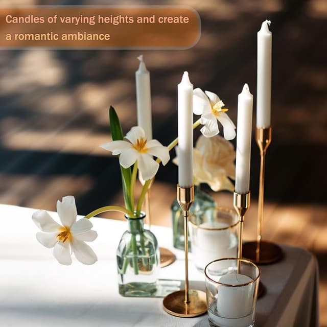 Detalle de Mivitoom set of 3 gold taper candle holders (stainless steel) for home, parties and wedding décor