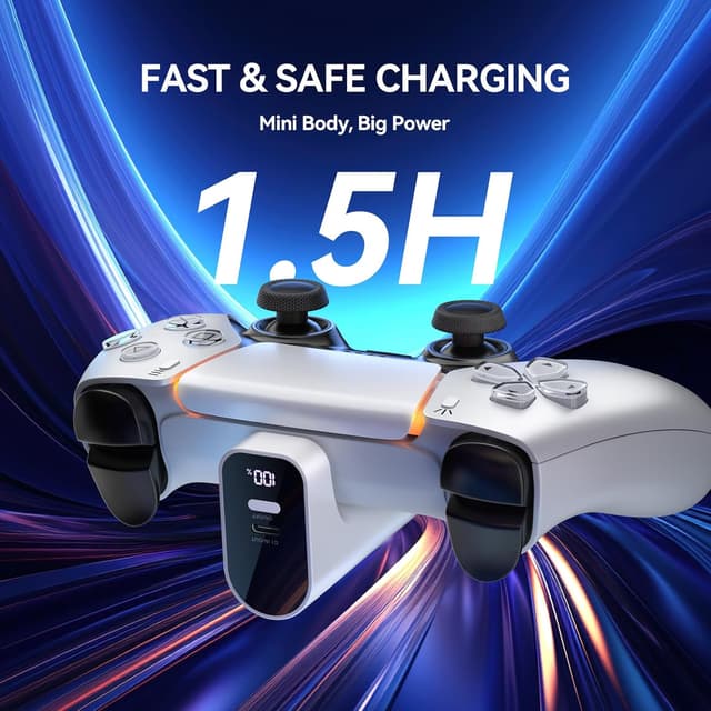 Detalle 2 de LVFAN PS5 Wireless-Controller Ladegerät 2000 mAh