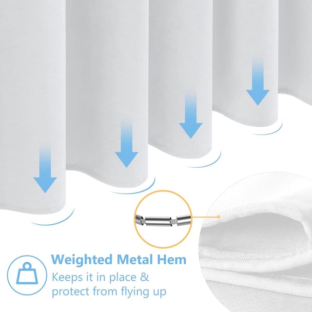 Thumbnail 6 de VANZAVANZU Waterproof Narrow Shower Curtain 92x182cm with metal hooks (white)