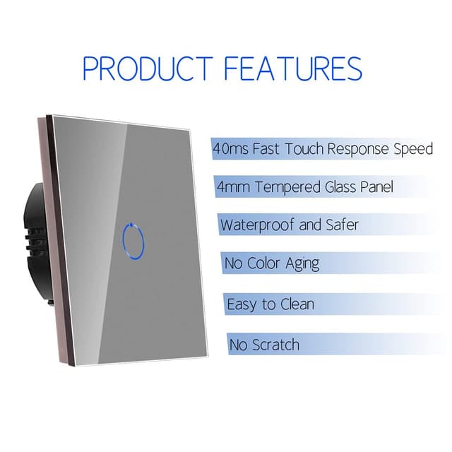 Detalle de CNBINGO Touch Light Switch 500W, grey