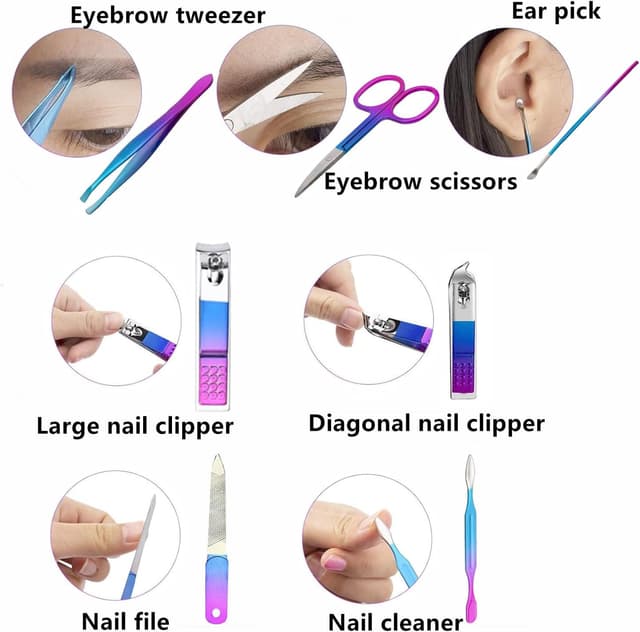 Detalle 2 de Kit manucure coupe-ongles : ensemble 7 outils avec étui de voyage PU