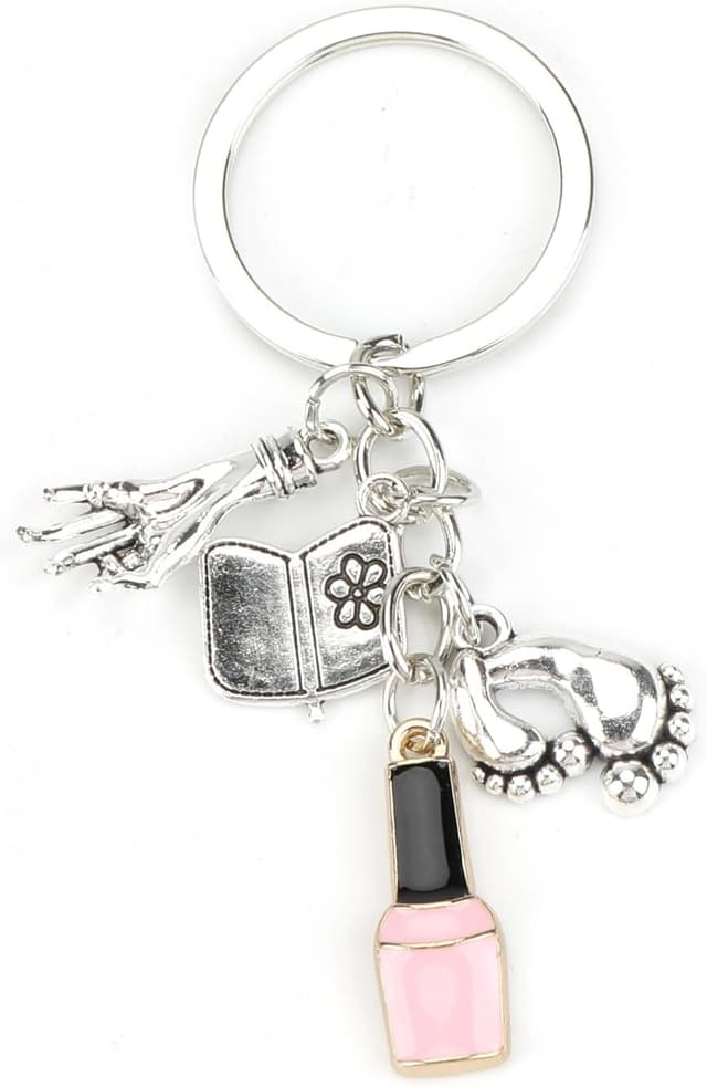 Detalle de Tranbath Schlüsselanhänger mit Fuß- und Nagellack-Design – kreatives Freundschafts- oder Geburtstagsgeschenk