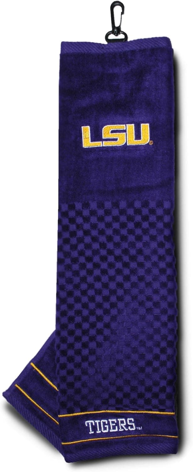 Detalle de Team Golf NCAA SMU Mustangs Embroidered Golf Towel with Checkered Scrubber Design