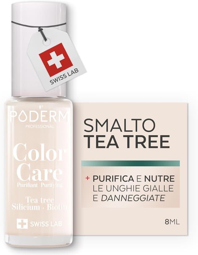Detalle de PODERM Smalto Micosi Unghie Swiss Made con Tea Tree, Silicio e Biotina – colore lattiginoso, 8 ml