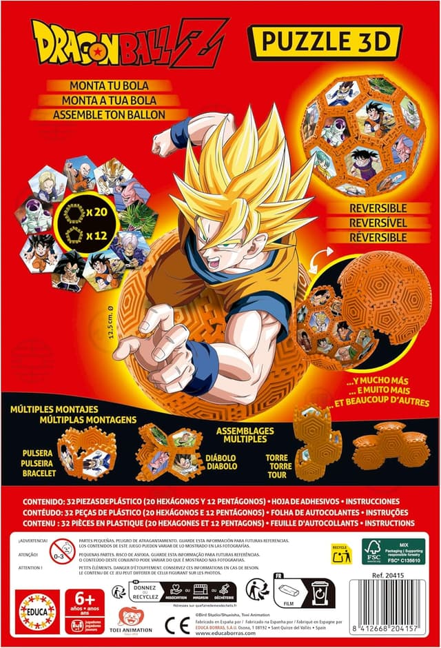 Detalle 2 de Educa 3D Puzzle Fútbol Dragon Ball 32 Piezas