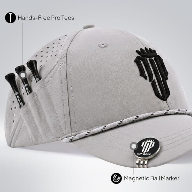 Detalle de NJF Golf Hat Men – Breathable Adjustable Golf Cap with Tee Holder & Ball Marker