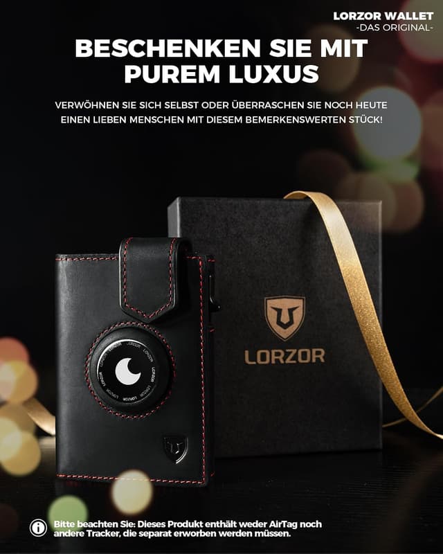 Thumbnail 6 de LORZOR® Design für Airtag Wallet, Slim Wallet mit Münzfach, Geldbörse Herren echtem Leder, RFID Blocker Portemonnaie, Portmonee Herren kartenetui Platz für 10 Karten, Geldbeutel (Schwarz rot)
LORZOR® Design für Airtag Wallet, Slim Wallet mit M…
