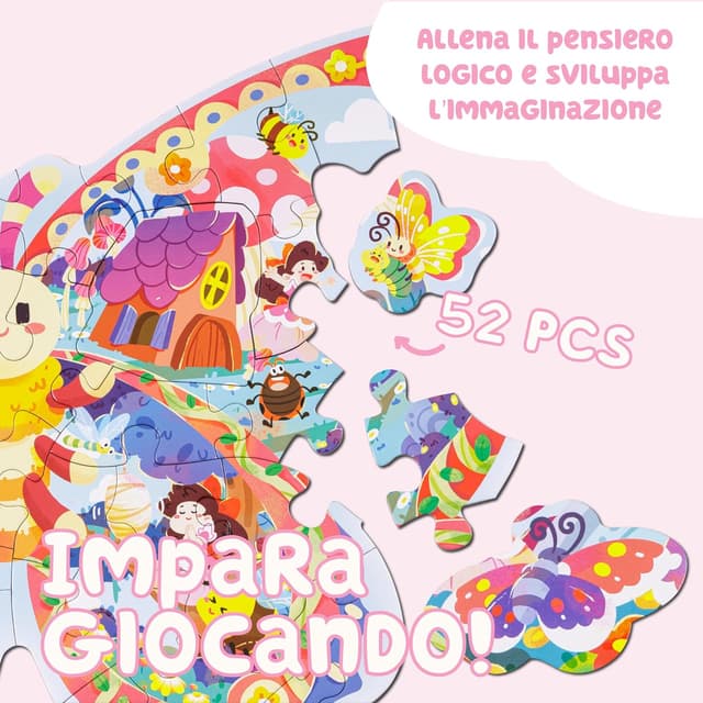 Detalle de Baroni Toys Farfalla puzzle 52 pezzi