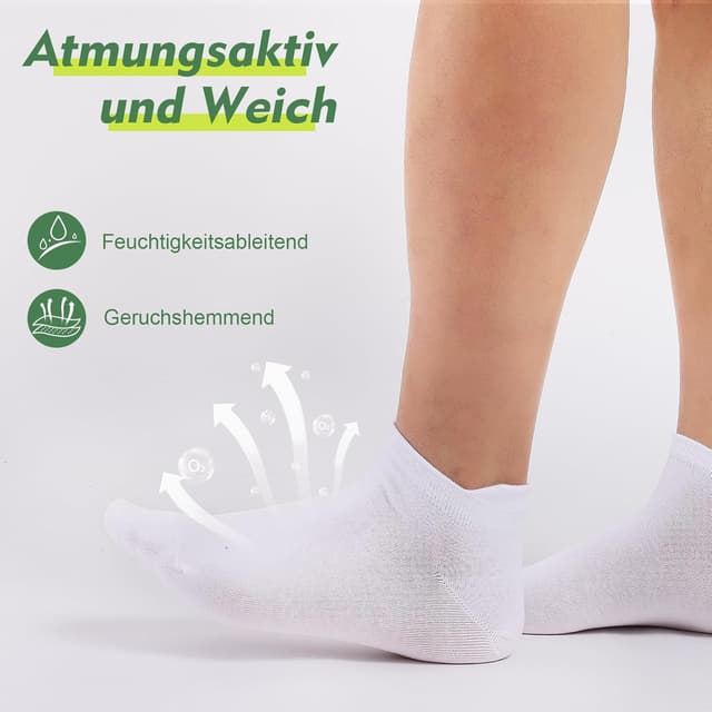 Detalle 2 de SockWaddles 10 Paar Sneaker-Socken aus Baumwolle – atmungsaktive Kurzsocken Anti-Schweiß (Unisex) in Schwarz/Weiß/Grau