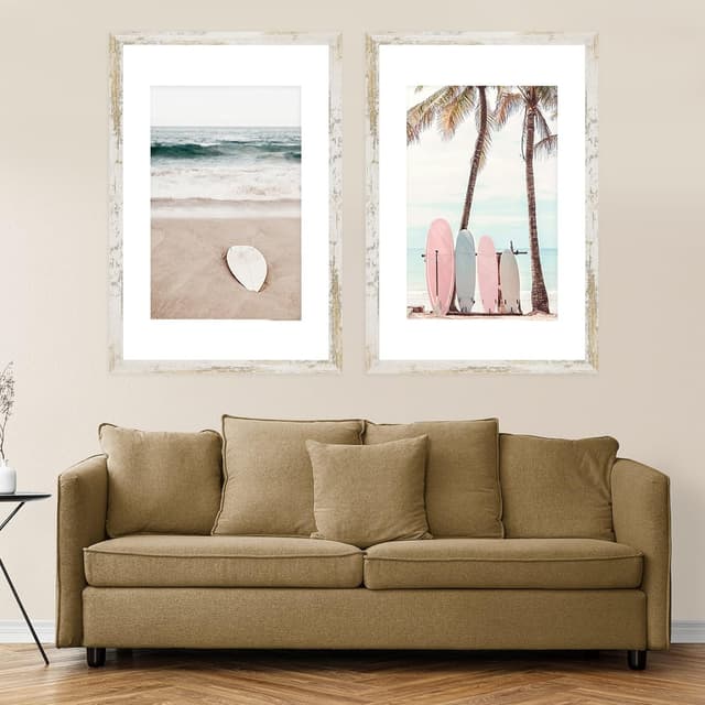 Thumbnail 6 de Hongkee 16x24 Picture Frame Set of 2 (Distressed White Wood Style) for 12x18 or 16x24 Displays