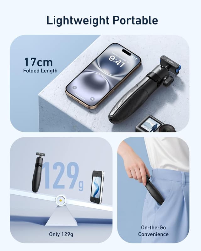 Thumbnail 6 de TELESIN 40cm Mini Selfie Stick Tripod with Magnetic Quick Release (15.7")