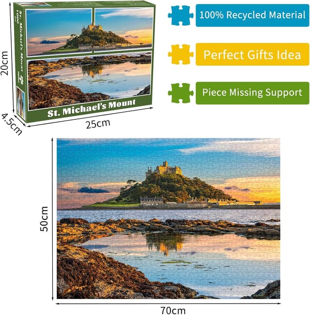 Detalle de St Michael’s Mount 1000-Piece Jigsaw Puzzle for Adults (1000 Jigsaws) – Historic Island Castle scene