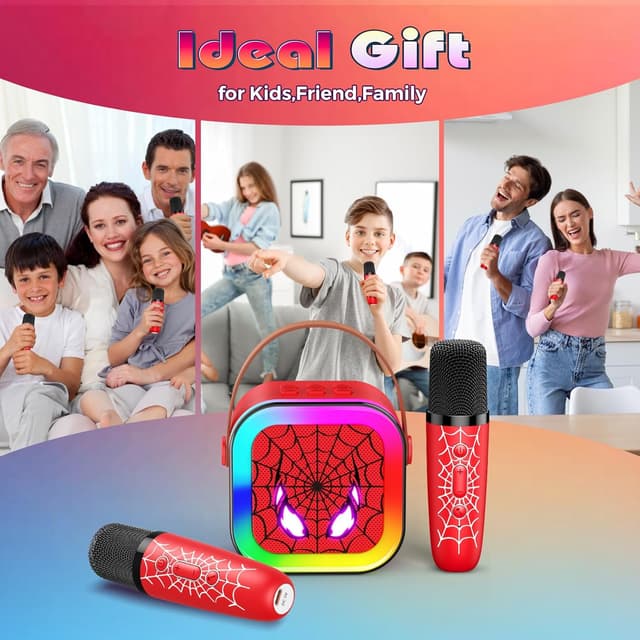 Thumbnail 6 de Braxel Karaoke Machine with 2 Wireless Microphones (Spider-themed) for Kids