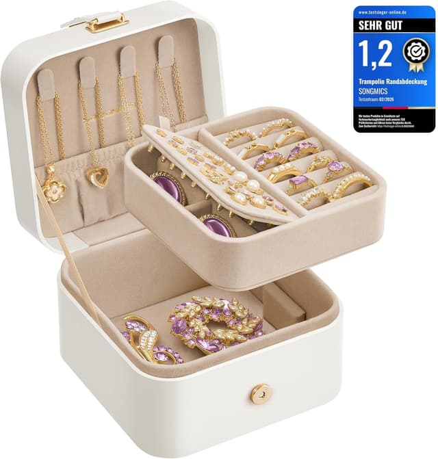 Thumbnail 6 de SONGMICS Schmuckkästchen Reise JBC166R01 – kleines Schmuck-Organisationsetui mit 2 Ebenen