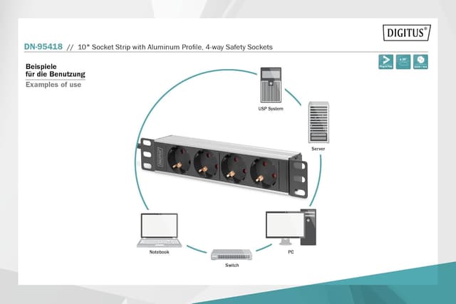 Thumbnail 3 de DIGITUS DN-95418 Multipresa 4 vie 1U 10 pollici