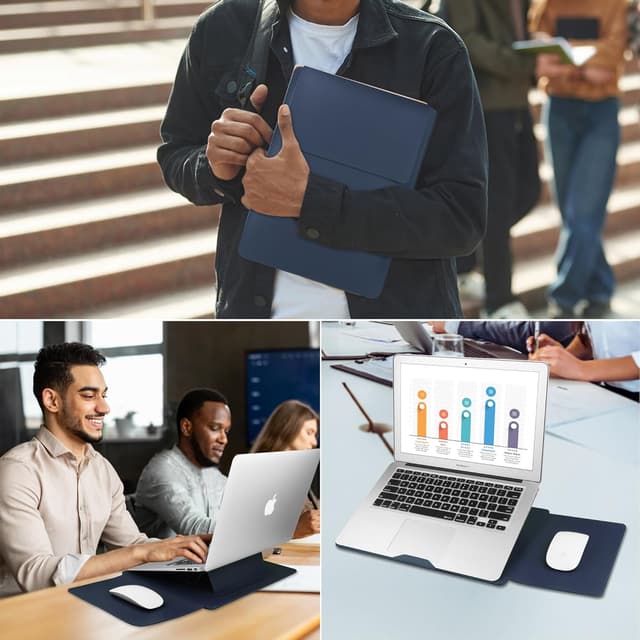 Thumbnail 6 de HoYiXi 13.3–13.6 inch leather laptop sleeve case with adjustable stand (blue)