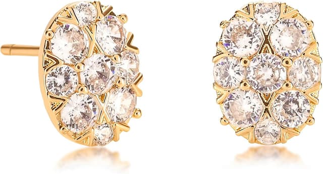 Thumbnail 6 de ZAVANA Grandes boucles d’oreilles zircon en forme de fleur (clous) dorées ou argentées, sans nickel ni plomb