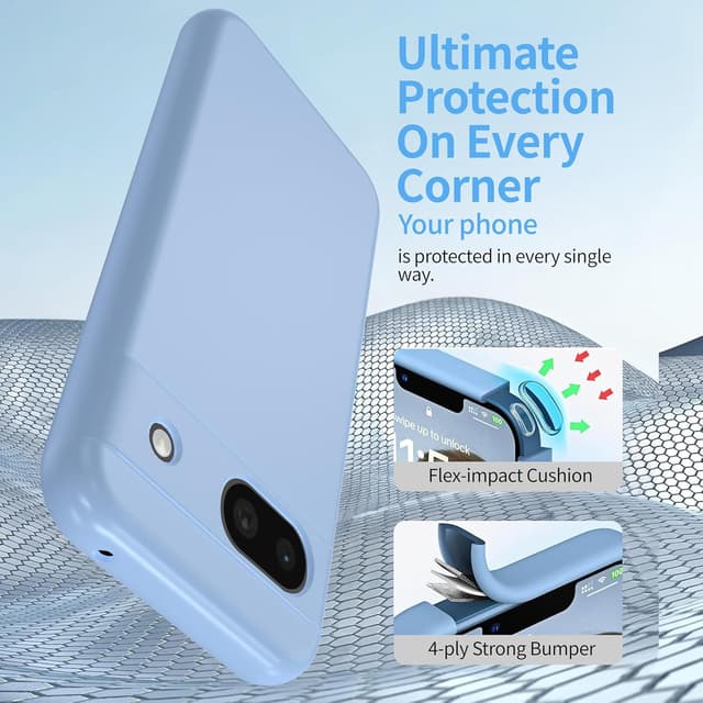Detalle de Watana Soft-Touch Silicone Case for Google Pixel 8A (Shockproof, DustProof) – Light Blue