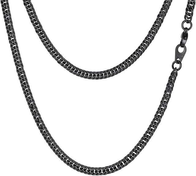 Detalle de FindChic Collier chaîne cubaine pour homme en acier inoxydable 346L, style hip hop streetwear (largeurs 3/6/9/12 mm)