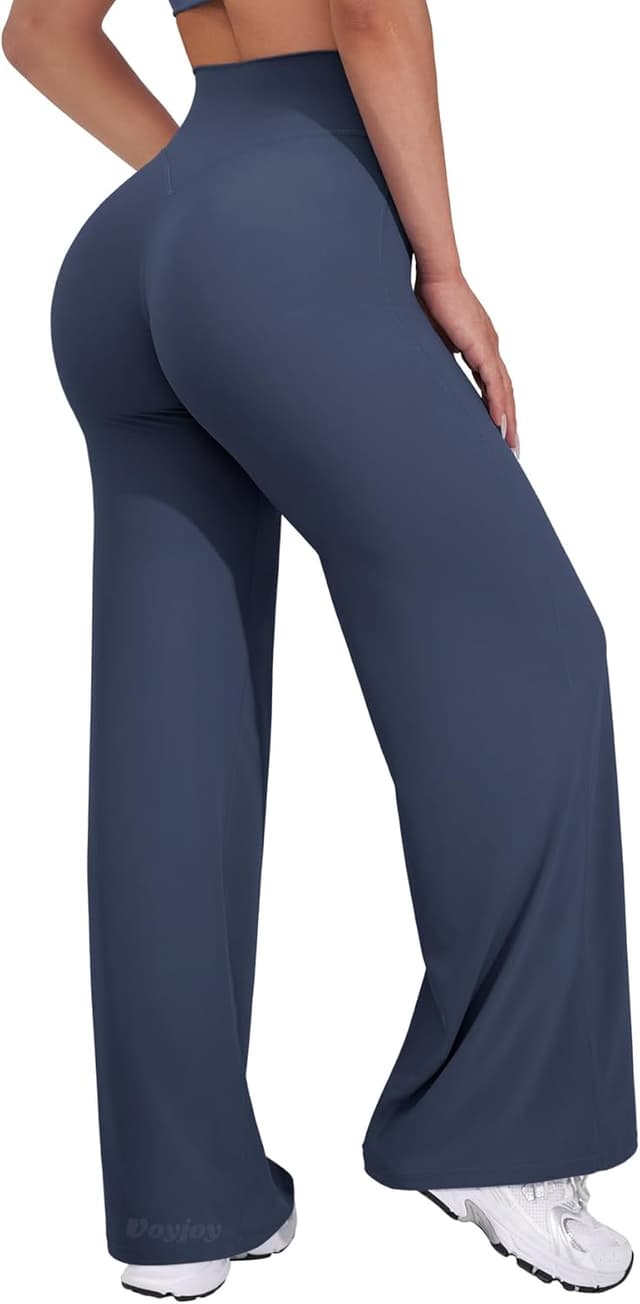 Detalle de VOYJOY Straight Leggings Bottoms Wide-Leg High-Waist Sweatpants (29"–35" Inseam)
